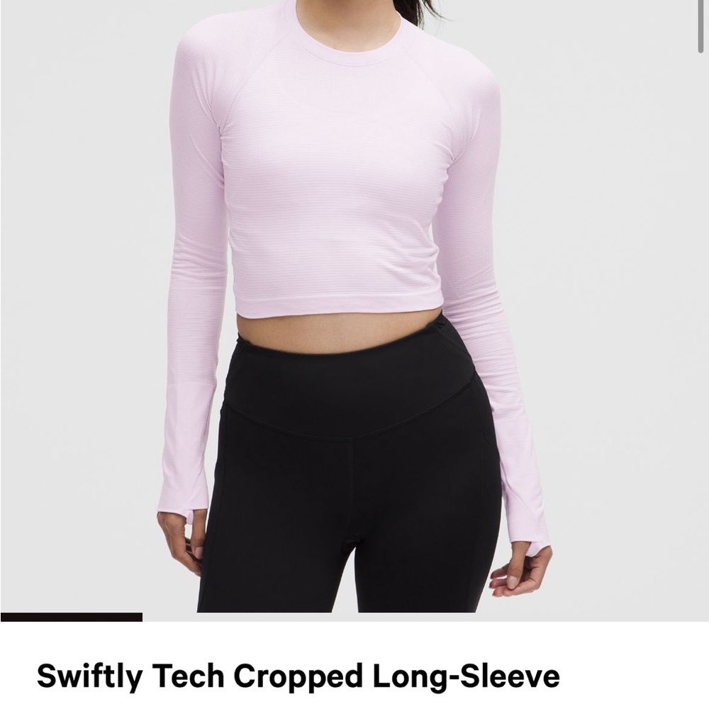 lululemon athletica Light Pink Long-Sleeve Crop Top